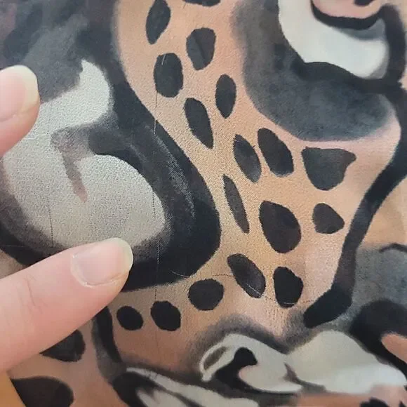 French Connection Sheer Abstract Pattern Blouse with 3/4 Sleeves - Picture 10 of 11